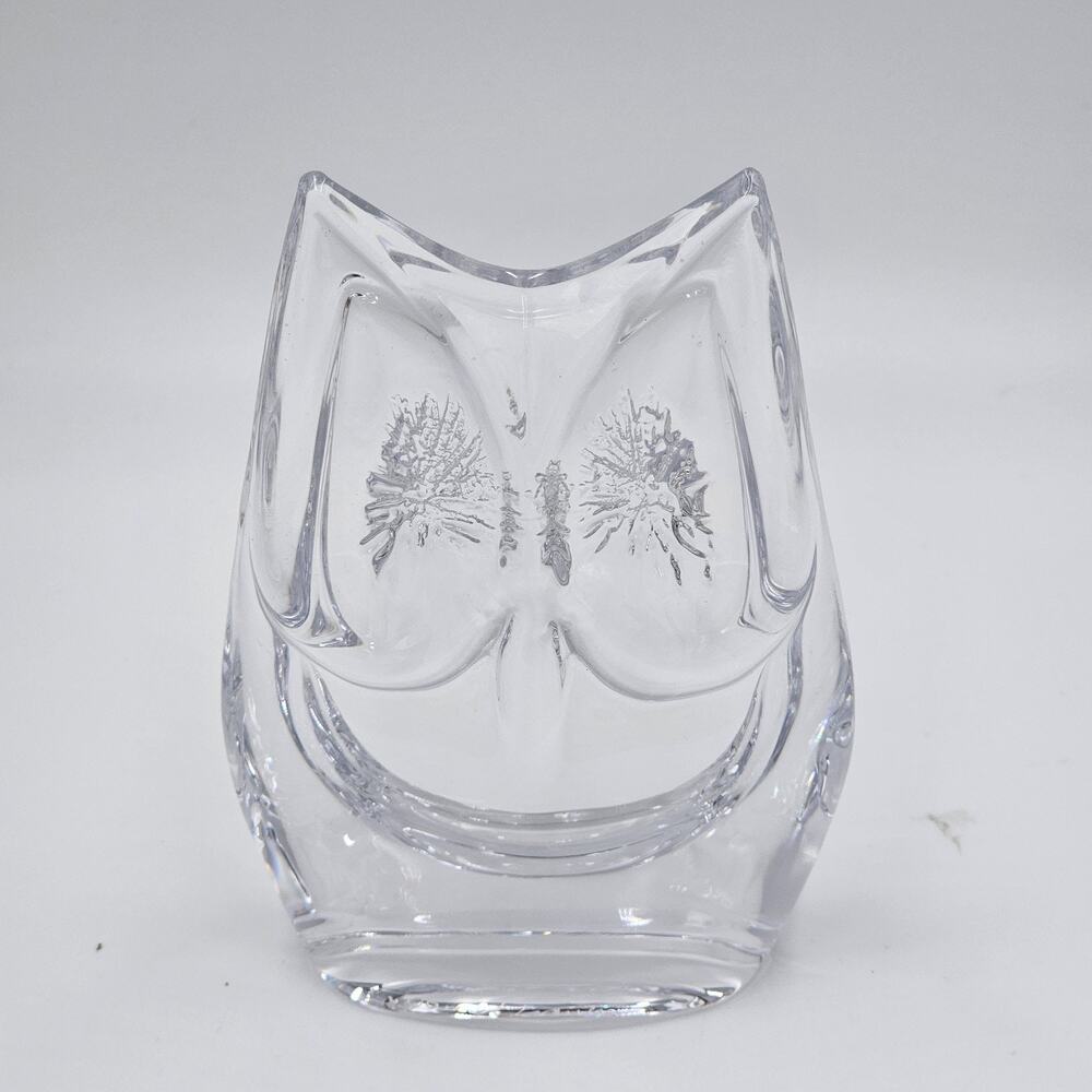 Vintage Signed Daum France Crystal Owl Figurine Paperweight